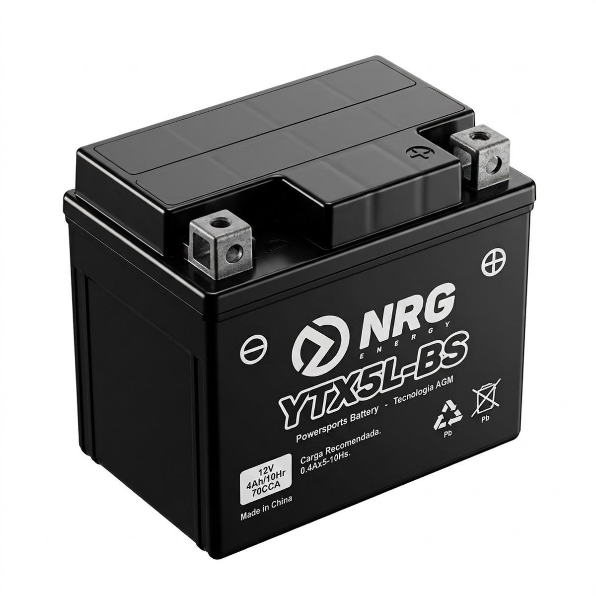 Batería de moto NRG YTX5L-BS 12V 4Ah AGM, positivo a la derecha